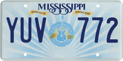 MS license plate YUV772