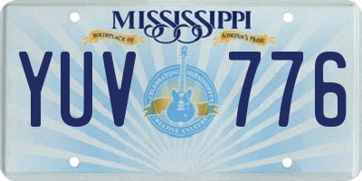 MS license plate YUV776
