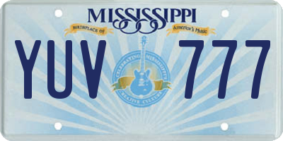 MS license plate YUV777