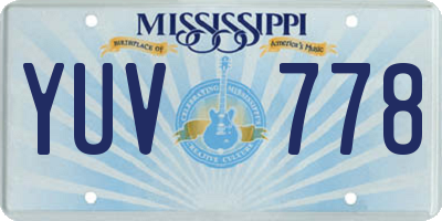 MS license plate YUV778