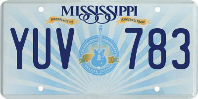 MS license plate YUV783