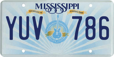 MS license plate YUV786