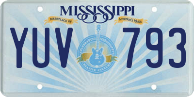 MS license plate YUV793