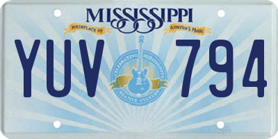 MS license plate YUV794