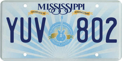 MS license plate YUV802