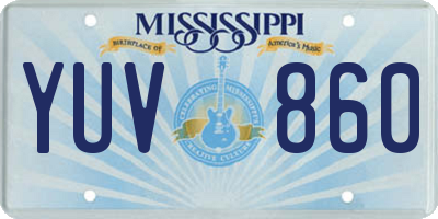 MS license plate YUV860