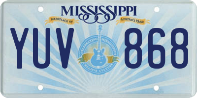 MS license plate YUV868