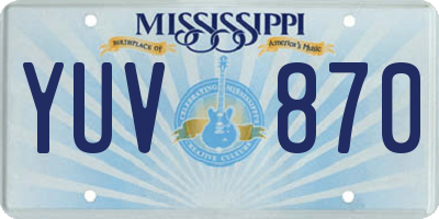 MS license plate YUV870