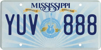MS license plate YUV888