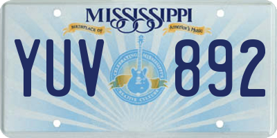 MS license plate YUV892