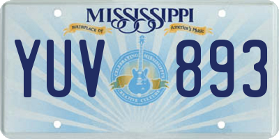 MS license plate YUV893