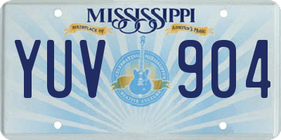 MS license plate YUV904