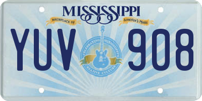 MS license plate YUV908