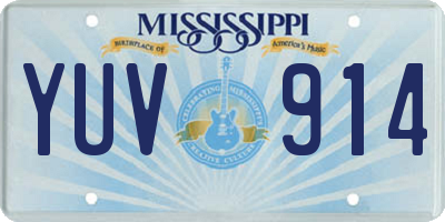 MS license plate YUV914