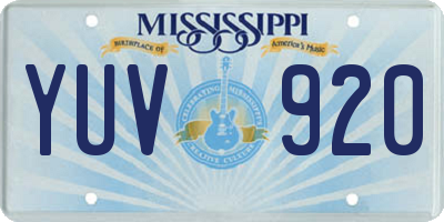 MS license plate YUV920