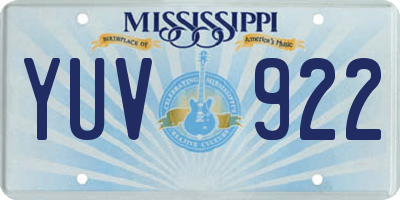 MS license plate YUV922