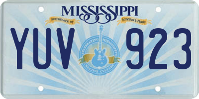 MS license plate YUV923