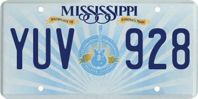 MS license plate YUV928
