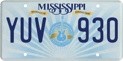 MS license plate YUV930