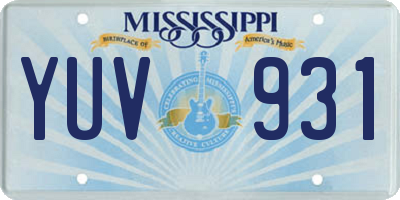 MS license plate YUV931