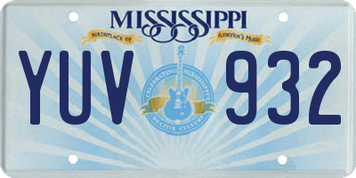 MS license plate YUV932