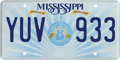 MS license plate YUV933