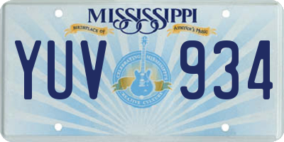 MS license plate YUV934