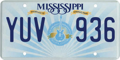 MS license plate YUV936