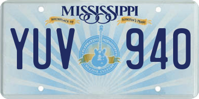 MS license plate YUV940