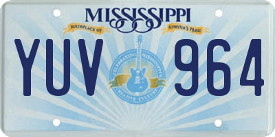 MS license plate YUV964