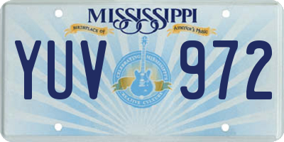 MS license plate YUV972