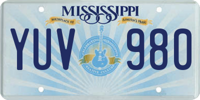 MS license plate YUV980