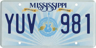 MS license plate YUV981