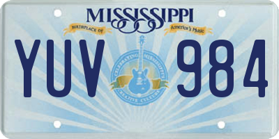 MS license plate YUV984