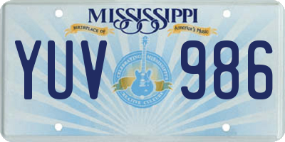 MS license plate YUV986
