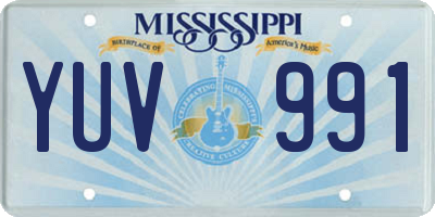 MS license plate YUV991