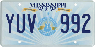 MS license plate YUV992