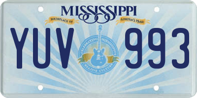 MS license plate YUV993