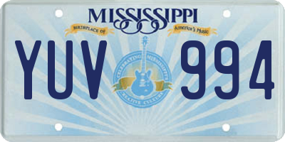 MS license plate YUV994
