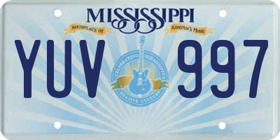 MS license plate YUV997