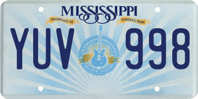 MS license plate YUV998