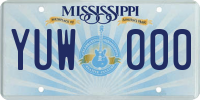 MS license plate YUW000