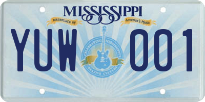 MS license plate YUW001