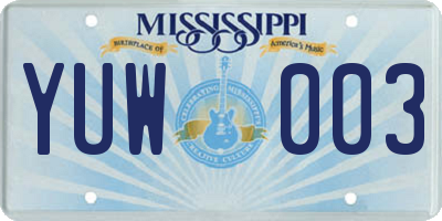 MS license plate YUW003