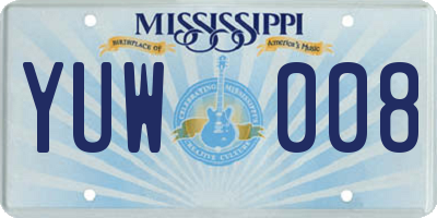 MS license plate YUW008