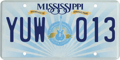 MS license plate YUW013