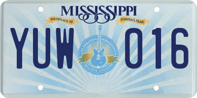 MS license plate YUW016