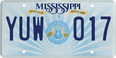 MS license plate YUW017