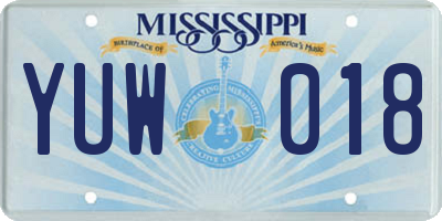 MS license plate YUW018