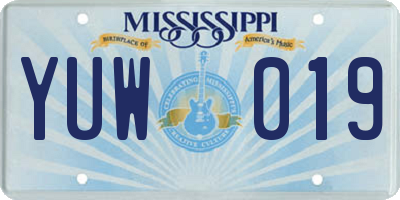 MS license plate YUW019